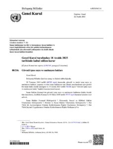 Güvenli içme suyu ve sanitasyon hakları / Genel Kurul tarafından 18 Aralık 2025 tarihinde kabul edilen karar