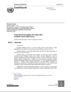 Gıda Hakkı / Genel Kurul tarafından 18 Aralık 2025 tarihinde kabul edilen karar